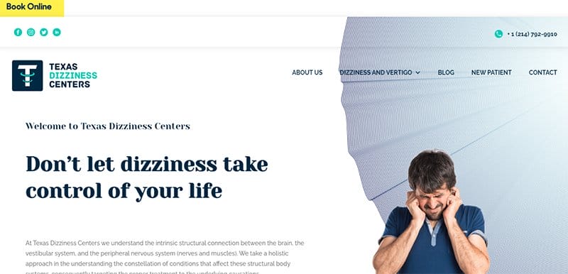 9. Texas Dizziness Centers - Best Hospital Website Designs That Will Inspire Yours